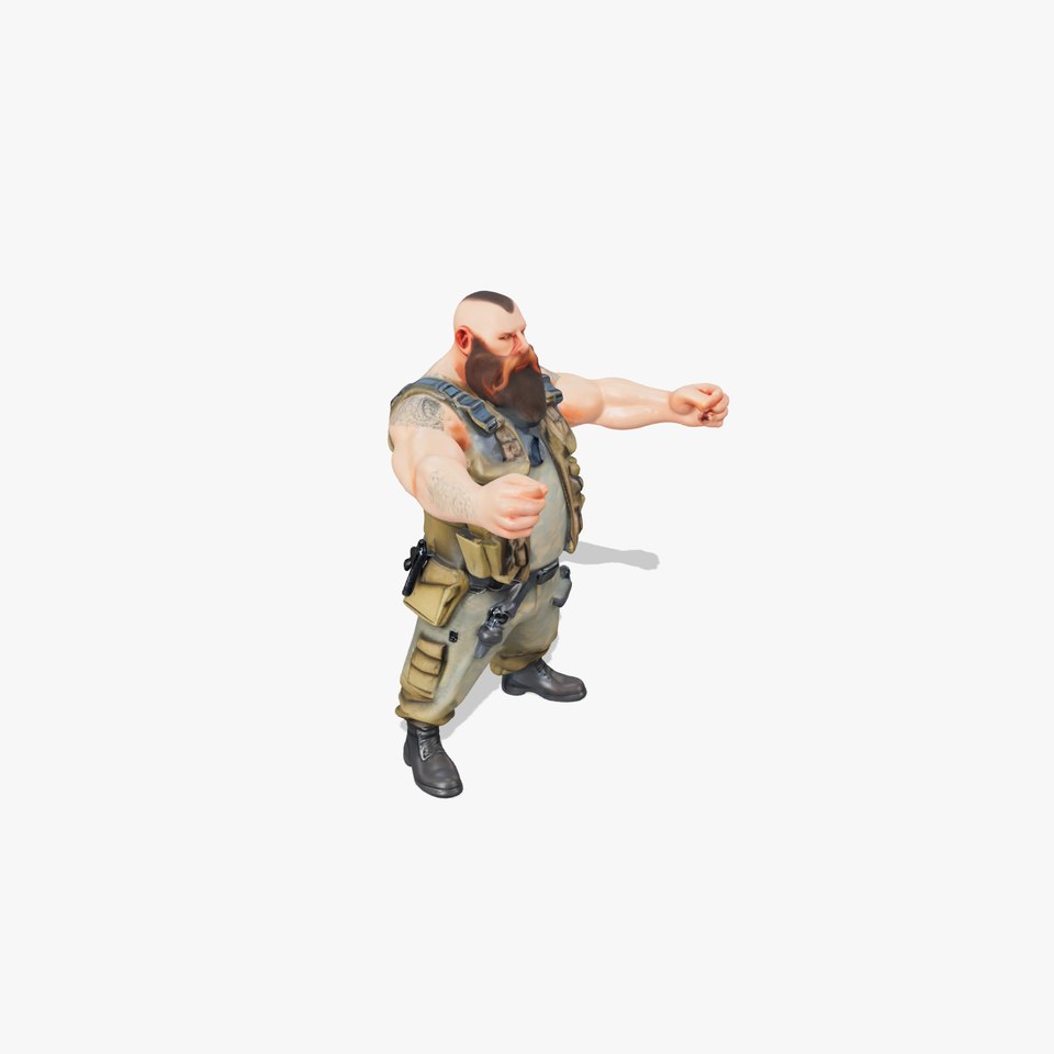 Rugged Mercenary Character  Rigged and Animated